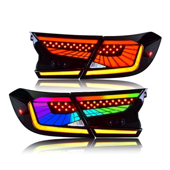 RGB Tail lights for Honda Accord 2018-2022, LED Taillights Assembly for Honda Accord 10th Gen, Dynamic Animation, Plug&Play (RGB, 1 Pair)