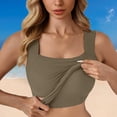 thumbnail image 2 of GILIGEGE Womens U Neck Shapewear Built-in Bra Tank,High Strechy Sleeveless Slim Fit Tops Camisole Workout Tops,Wide Strap Crop Tops,Padded Casual Athletic Yoga Activewear Shirts Green 3XL, 2 of 5