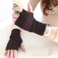 thumbnail image 1 of Guantes de medio dedo de cachemira para mujer, guantes de punto cálidos y cortos de invierno para hombre, línea de lana, dedos con fugas, para estudiantes que escriben a máquina, 1 of 4