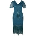 thumbnail image 4 of PrettyGuide Women's 1920s Dress Sequin Art Deco Flapper Dress with Sleeve, 4 of 7