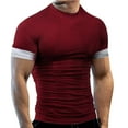 thumbnail image 1 of T Shirts for Man All Season Partial Solid Color Short Sleeve Slim Fit Blouse Red Graphic Fall Tees size L, 1 of 7