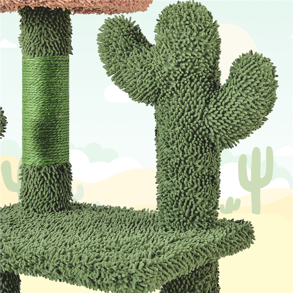 Yaheetech 53.1'' H Cat Tree Condo with Scratching Posts & Hanging Ball, Green/Brown