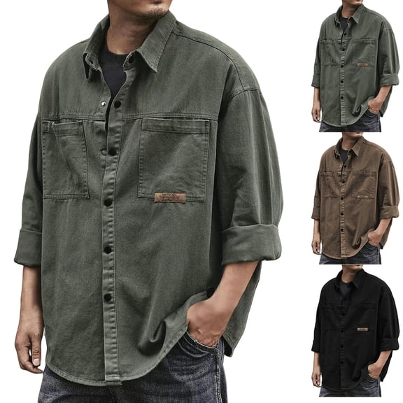 Men's Denim Jacket Trucker Jean Jacket Casual Unlined Coats Regular Fit Button down Long Sleeve Jean Coats with Pockets Black L