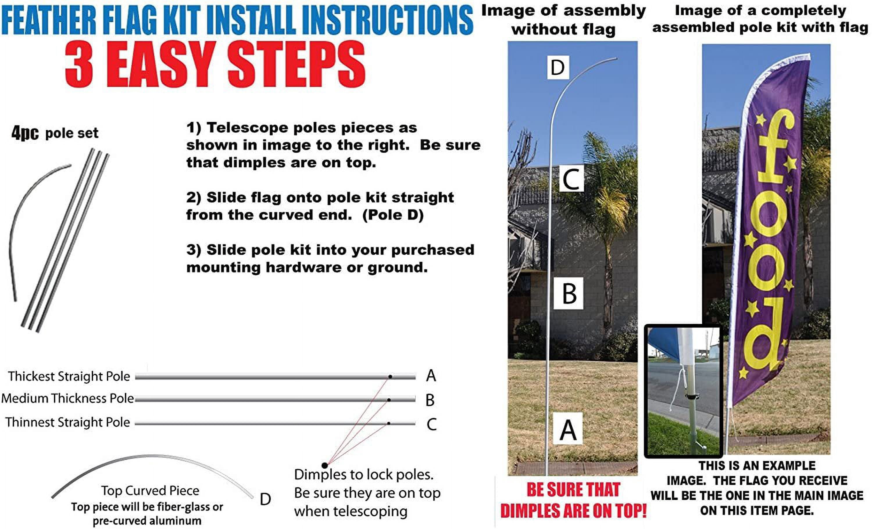 FeatherFlagnation Open House Outdoor Advertising Feather Banner Flag Kit with Ground Spike and Tie-Down Clip, Stripes