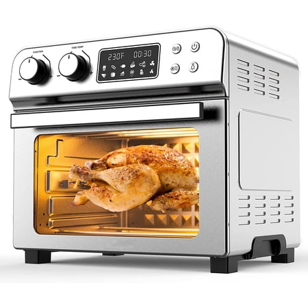 MOOSOO 24.3 Quart Air Fryer Toaster Oven Combo  with Rotisserie Dehydrator  Re-Heat