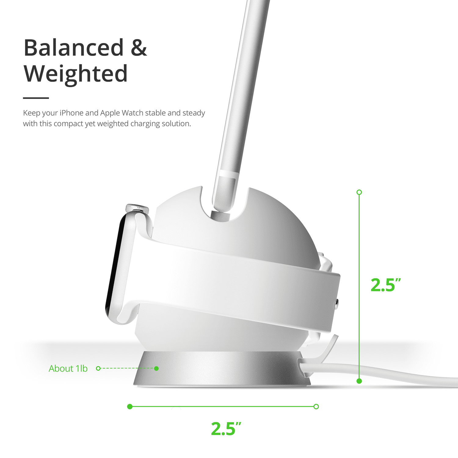 iOttie OmniBolt Apple Watch iPhone Charging Stand Silver