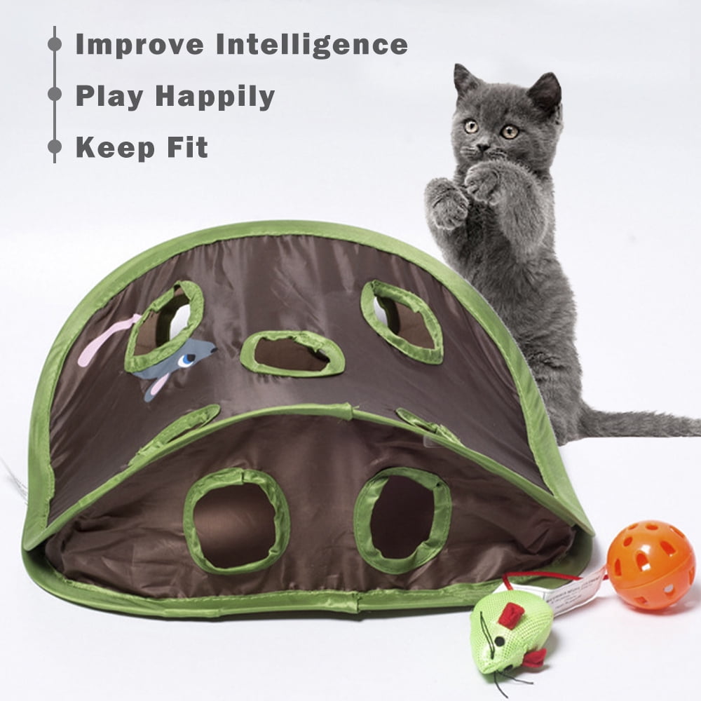 Hide and Seek Mouse Cat Toy 9 Holes Interactive Pet Cat Teaser Cat Toy