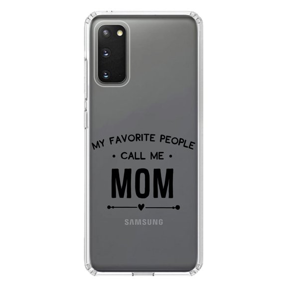 DistinctInk Clear Shockproof Hybrid Case for Galaxy S20 PLUS / 5G (6.7" Screen) - TPU Bumper Acrylic Back Tempered Glass Screen Protector - My Favorite People Call Me Mom