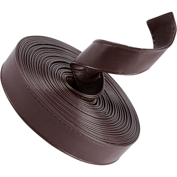 Flat PU Imitation Leather Cord for bag Decor Coconut Brown 25x2~2.5mm