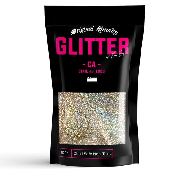 Silver Gold Holographic Premium Glitter Multi Purpose Dust Powder 100g / 3.5oz for use with Arts & Crafts Wine Glass Decoration Weddings Cards Flowers Cosmetic Face Body