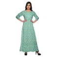 thumbnail image 1 of Moomaya Robe Longue Maxi Imprimée à Col Rond, Manches 3/4, avec Taille à Cordon, 1 of 3