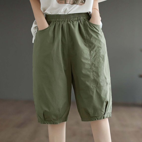 Vedolay Womens Shorts for Summer Short for Womens 2023 Drawstring Outfit Elastic Waist Short,Green L