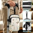 thumbnail image 5 of COEQINE Forearm Crutch Accesories Walking Stick Bag Butterfly Daisy Beige Elbow Crutch Pouch, Cane Attachment, with Multiple Pockets, Phone Holder, for Adults Women Men, 5 of 7