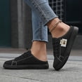 thumbnail image 6 of EliteGoogv Womens Slip On Sneakers Low Top Canvas Flat Shoes For Women Casual Comfortable Walking Footwear Black US:9.5, 6 of 8