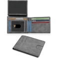 thumbnail image 2 of Men's Ultra Thin Wallet Leather RFID Blocking Bifold Stylish Wallet with Slim Minimalist Front Pocket 2 ID Windows (Gray), 2 of 7