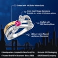 thumbnail image 2 of Gem Stone King 925 Silver and 10K Yellow Gold Lab Grown Diamond and Pink Created Sapphire and Lab Grown Diamond Engagement Ring for Women | 1.17 Cttw | Heart Shape Gemstone April Birthstone | Size 5, 2 of 6