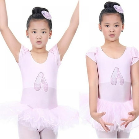 

BULLPIANO Girls Ballet Dance Short Sleeve Full Tulle Tutu Skirted Dress Ballerina Costumes for Girls Toddler