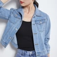 thumbnail image 2 of Tralilbee Nouvelle Mode Polyvalente Veste en Jean pour Femmes Couleur Bonbon Décontractée Courte, 2 of 3