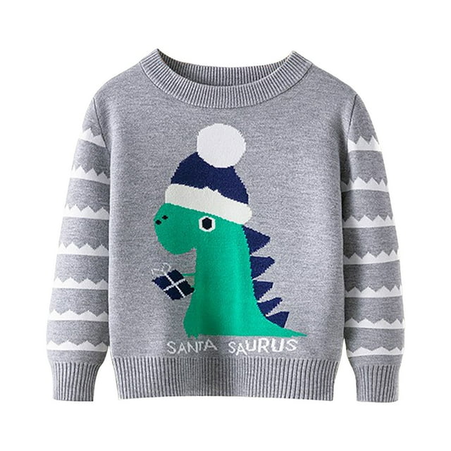 Zshosam Chandail de Noël Garçon Tout-Petit Chandail Tout-Petit Chandails Garçons Chandail à Col Rond Chandails à Manches Longues Taille 2T 3T,(Gris 2-3 Ans)