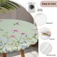 thumbnail image 3 of Flower Green Round Tablecloth for 55-60 Inch Tables,Fitted Table Cover with Elastic Edge,Blue Pink Daisy Wildflower Floral Botanical Waterproof Outdoor Table Cloth Protector for Patio Garden Dinner, 3 of 9