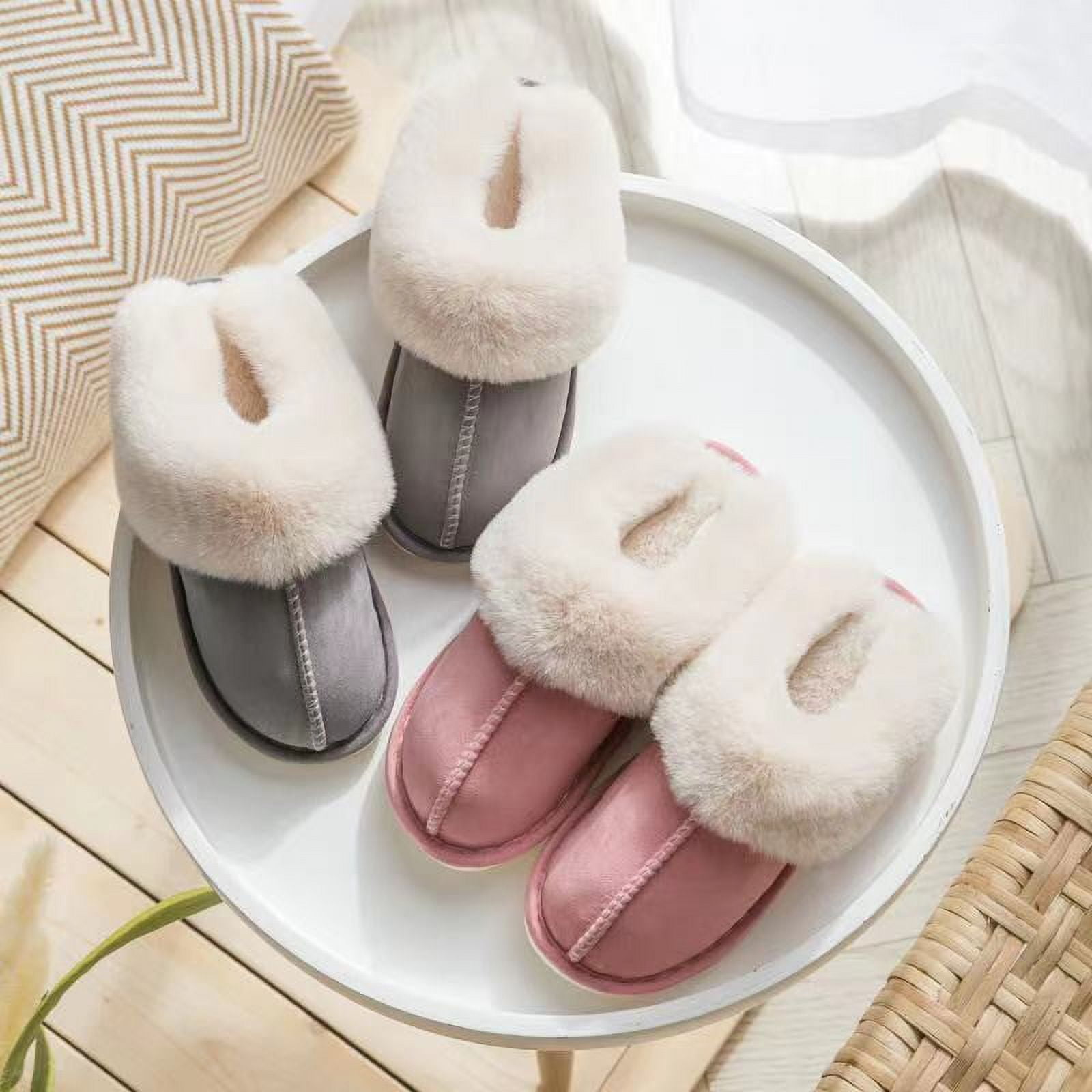 Winter Comfy Fluffy Fur Home Indoor and Outdoor Slipper Slider (Grey, X-Large)