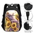 thumbnail image 3 of Daiia Daisy Sunflower Lazy Cat Pattern USB Charging Backpack for Men and Women, Anti-Theft Backpack,Travel Backpack,School Backpack,College Backpack,Laptop Backpack, 3 of 7