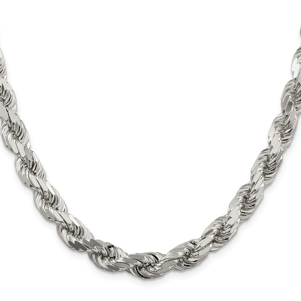 Auriga Fine Jewelry 925 Sterling Silver 8mm Diamond-cut Rope 9inch Chain Bracelet for Men