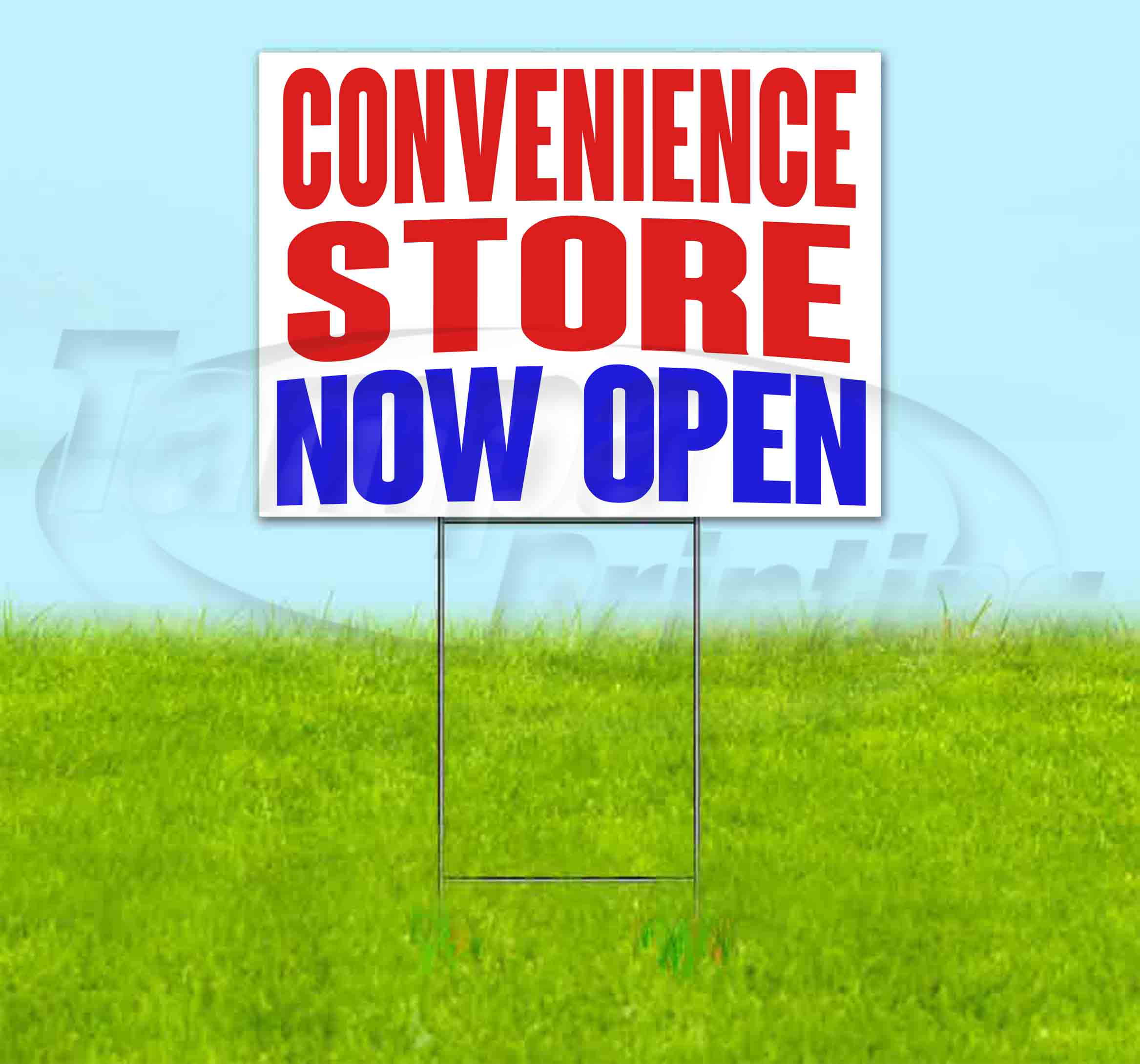 Thrift Shop Now Open Red Blue Corrugated Plastic Yard Sign //Free Stakes