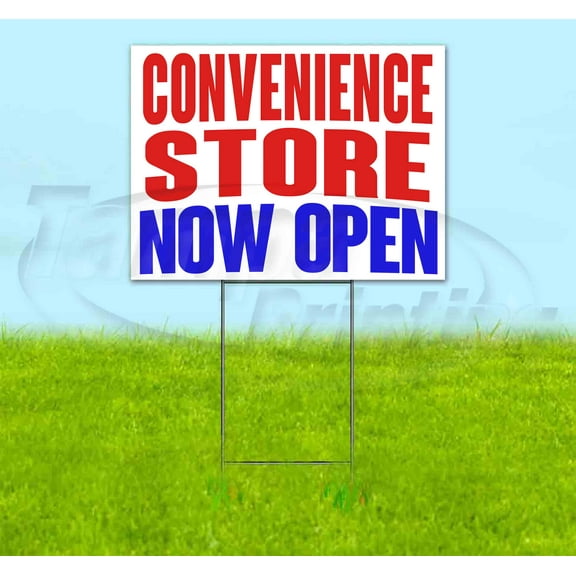 Convenience Store Now Open (18" x 24") Yard Sign, Includes Metal Step Stake
