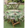 thumbnail image 4 of Outdoor Tablecloth with Umbrella Hole for Patio/Picnic/Party/Camping, Tropical Plants Waterproof Table Cloth Round Cover Washable, Summer Watercolor Green Palm Leaf on Linen (Dia 60"), 4 of 8