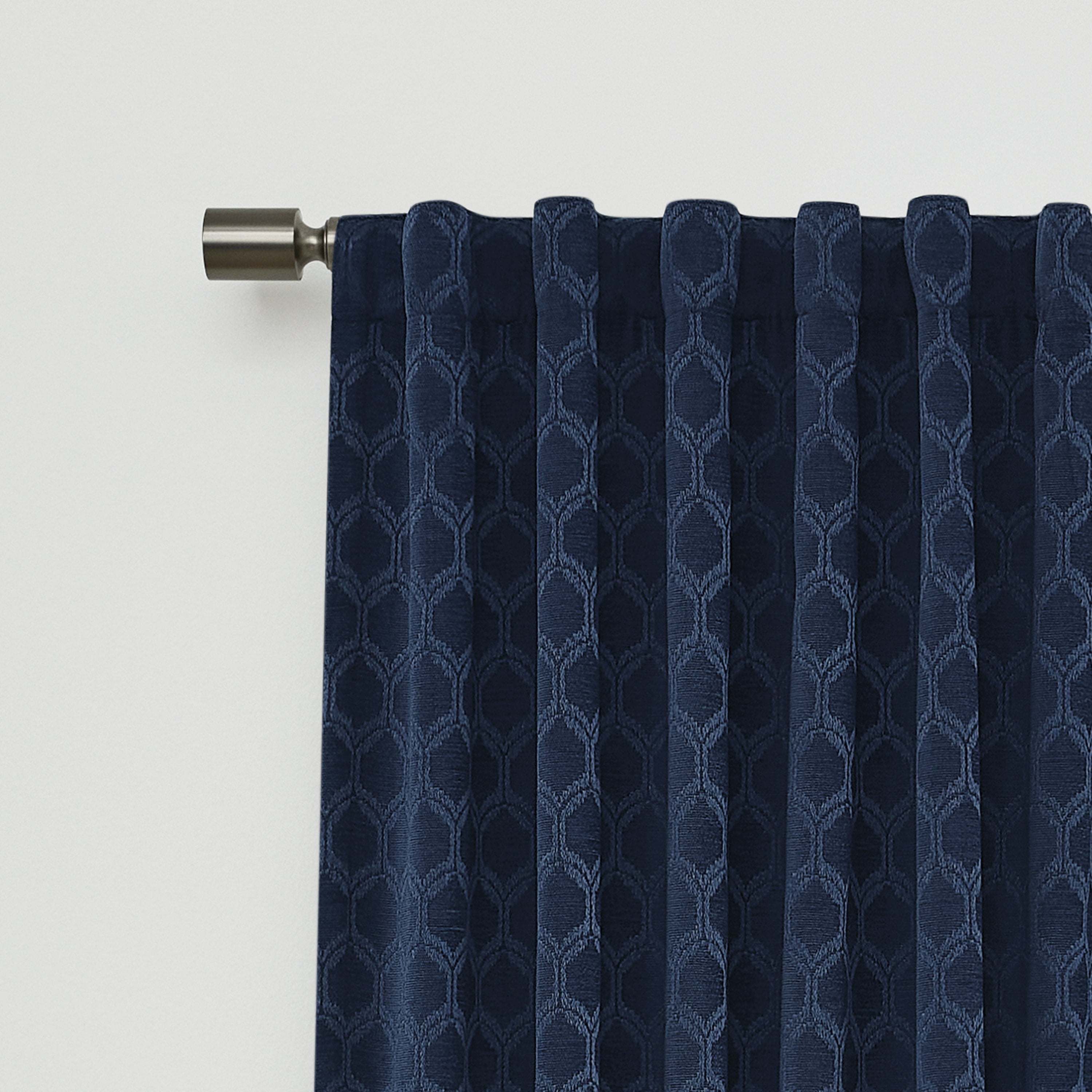 Better Homes & Gardens Jacquard Velvet Blackout Rod Pocket/Back Tab Single Curtain Panel, 1-Piece, Blue Cove, 50" W x 108" L