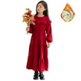 thumbnail image 4 of Qudderr Robes en Polaire pour Adolescentes, Robe Décontractée en Velours Côtelé, Col Rond, Manches Longues, Robe Princesse pour 5-14 Ans, 4 of 9