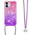 thumbnail image 3 of Funda para iPhone 16 Brillantina Líquida Divertida Reluciente y con Cristales en Movimiento Cuerpo Cruzado con Cordón Ajustable, 3 of 5