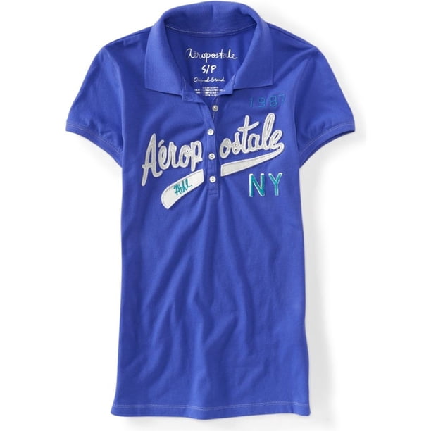 Polo Aeropostale Mujer 1987 Atl. 5 Botones Ny Morado Mediano