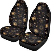 ZIATUBLE Galaxy Sun Moon Car Front Seat Covers Soft Vehicle Front Seat Protector Auto Interior Accessory for Women Pack of 2 Car Seat Cover Back Seat for Most Cars SUV Sedan Truck