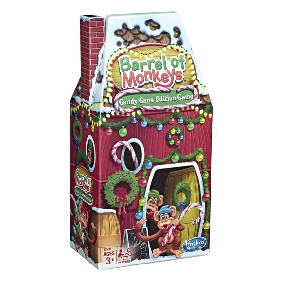 Hasbro Gaming Barrel of Monkeys: Candy Cane Holiday Edition Game for Kids Ages 3+