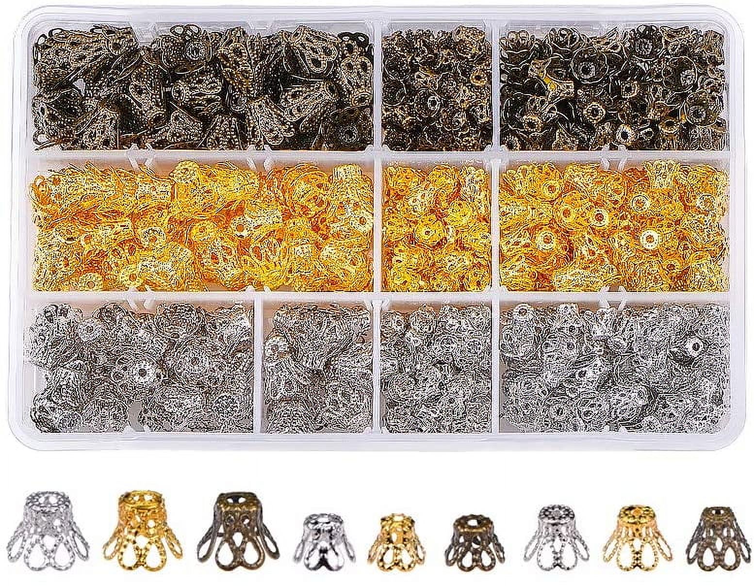 840pcs Flower Shape Iron Flower Petal Bead Caps Spacers