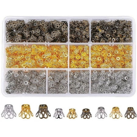840pcs Flower Shape Iron Flower Petal Bead Caps Spacers