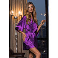 thumbnail image 5 of Turquaz Linen Purple Satin Kimono Short Robe, 5 of 5
