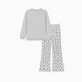 thumbnail image 2 of PatPat Girls Clothes 2 Piece Outfit Set Long Sleeve Bow Graphic Top Flare Pants Gray 10-11Y, 2 of 9