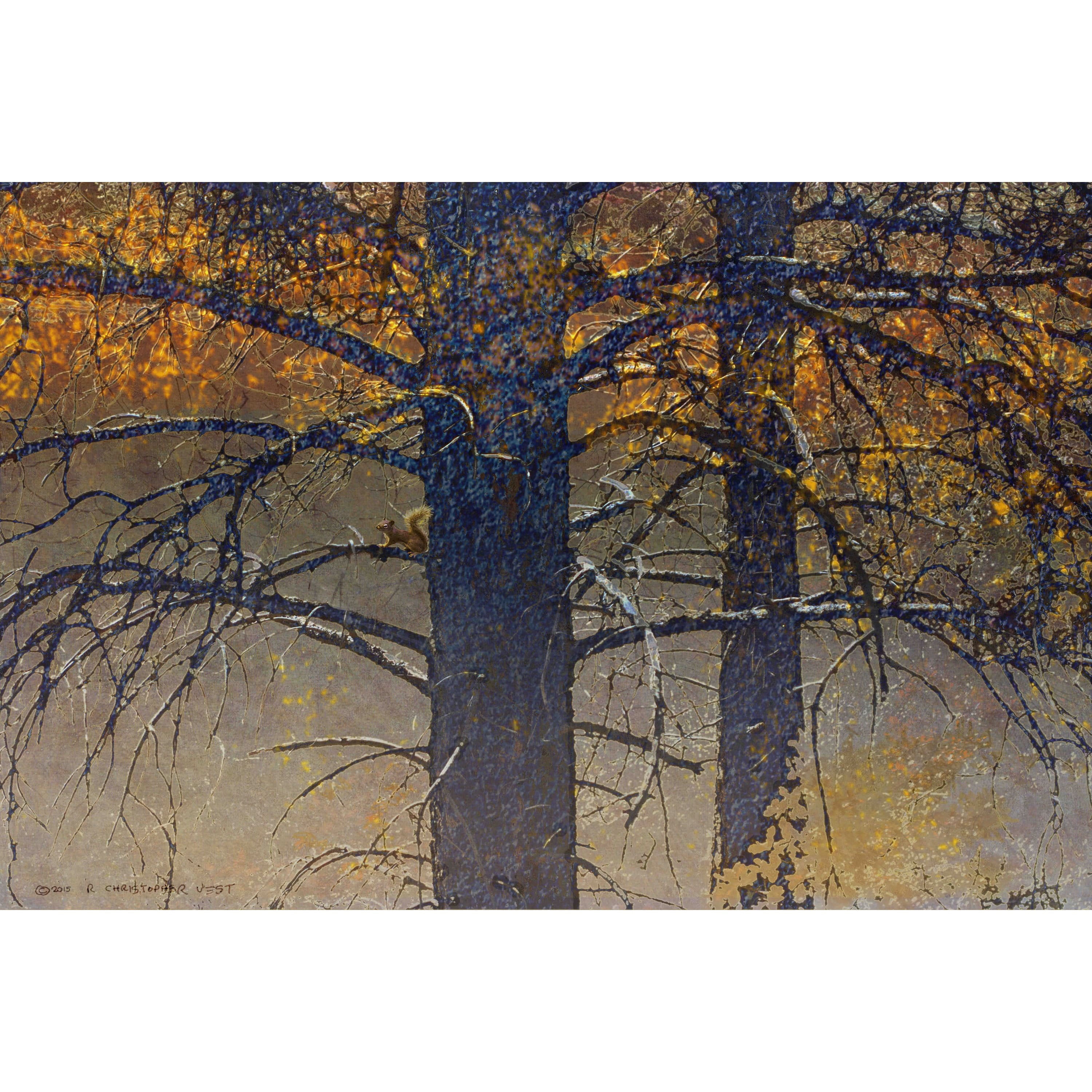 Marmont Hill - "Burnt Tree Squirrel" by Chris Vest Painting Print on Wrapped Canvas