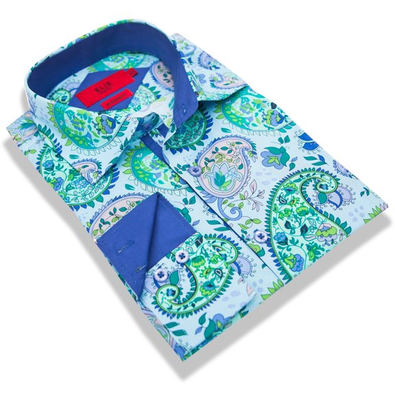 Elie Balleh Green Big Paisley Men Shirt