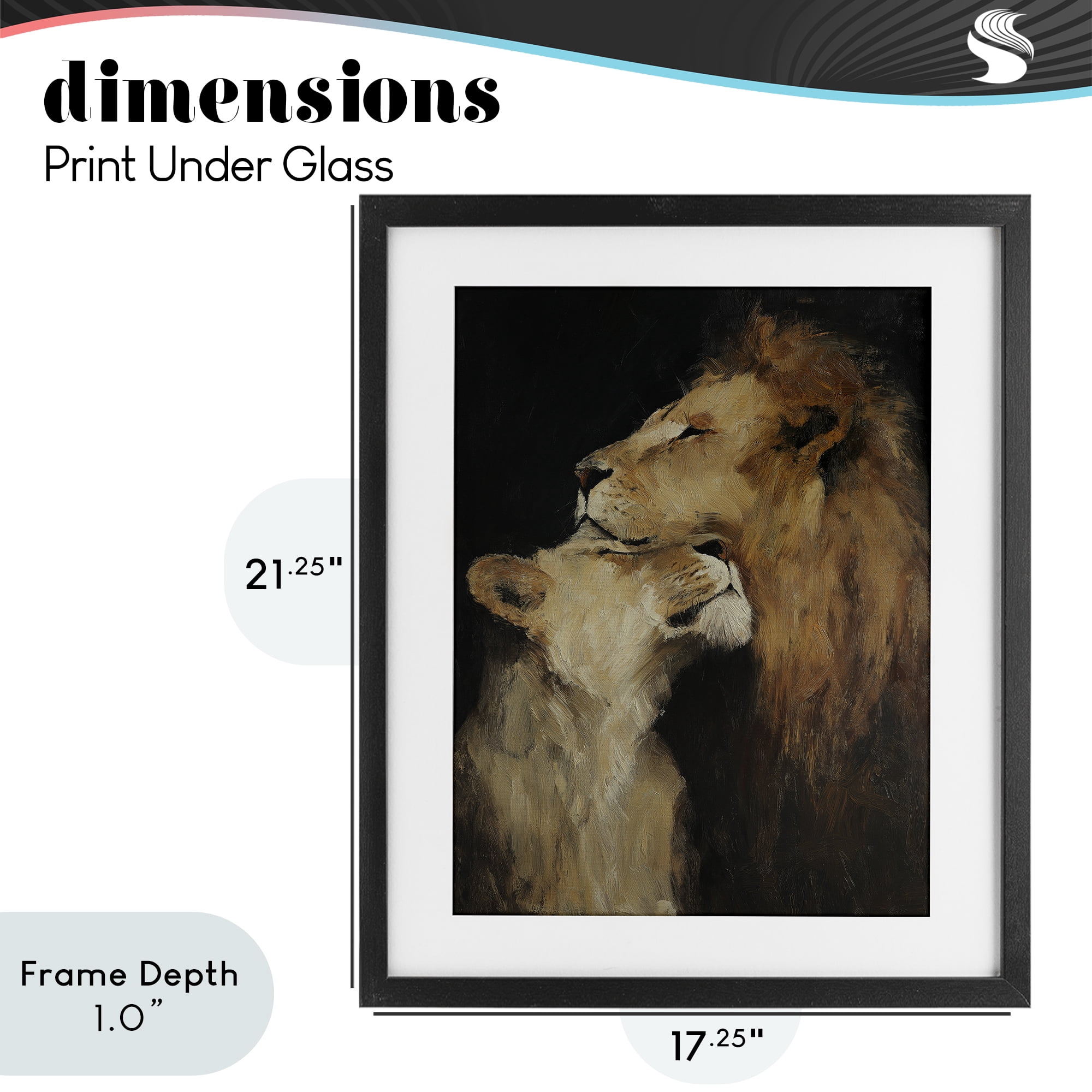 Stupell Industries Regal Pair of Lions Black Framed Print Under Glass, design by Svetlana Aleynikova