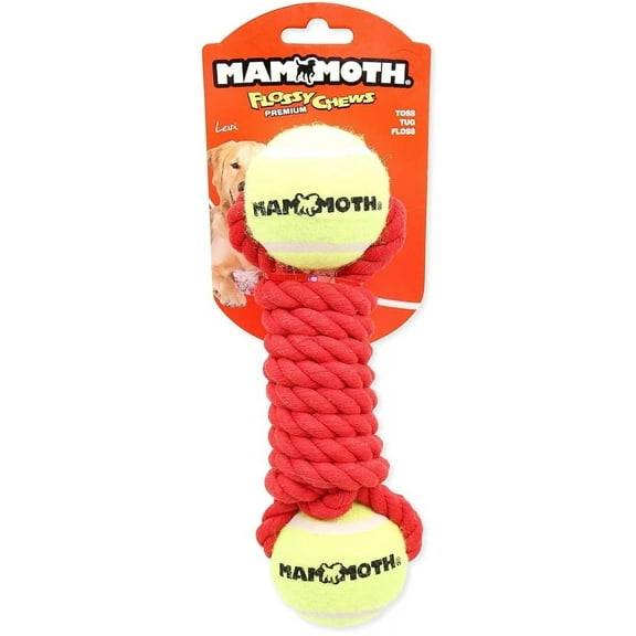 Mammoth Flossy Chews Braided Bone with 2 Tennis Balls for Dogs [Dog Rope and Tug Toys, New Dog Supplies, Mammoth, Dog Supplies] Medium - 1 count