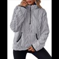 thumbnail image 1 of Suéter de Larga con Cremallera de un Cuarto para Mujer, Sudadera de Forro con Capucha, Sudaderas con Solapa, Suéteres Cálidos con Bolsillos. Gris XL, 1 of 9