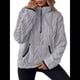 thumbnail image 1 of Suéter de Larga con Cremallera de un Cuarto para Mujer, Sudadera de Forro con Capucha, Sudaderas con Solapa, Suéteres Cálidos con Bolsillos. Gris S, 1 of 9