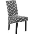 thumbnail image 1 of Stretch Dining Chair Slipcovers, Removable Washable Soft Spandex Geometric Print Large Dining Room Chair Covers for Kitchen Hotel Table Banquet (4 Per Set, Gray), 1 of 6