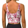 thumbnail image 3 of Fotbe Rose Rabbit Pattern Womens' Sports Bra Longline Wirefree Padded with Medium Support Sports Moisture-Wicking Workou Vest,Tank Top-XX-Large, 3 of 9