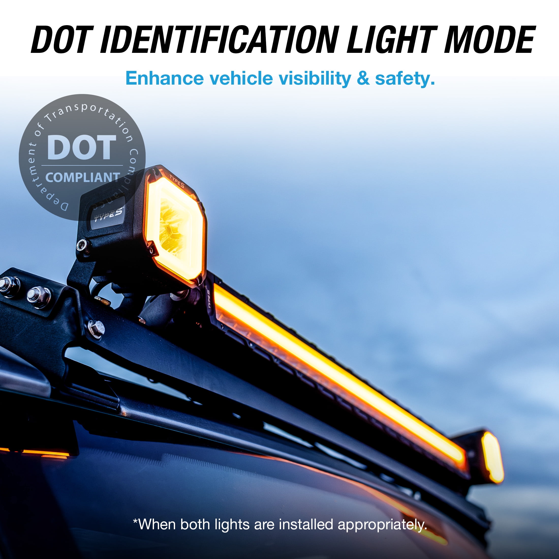 TYPE S Elevate 32 inch Spot + Flood Combo Beam Slim Light Bar with Amber Accent - 11020 Raw Lumens, Waterproof, Die-Cast, Off Road Lighting for Trucks, Jeeps, UTVs, ATVs, SUVs