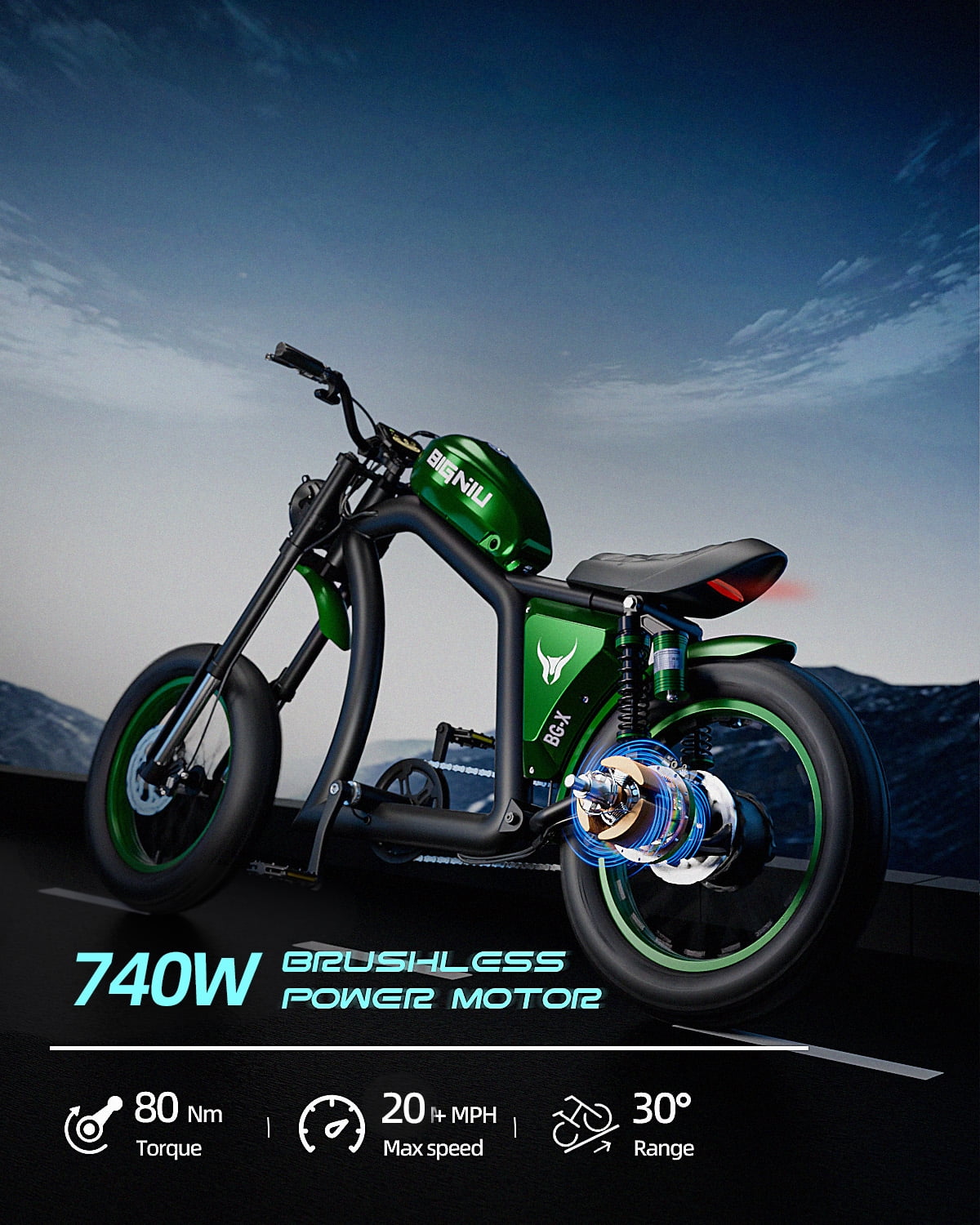BIGNIU BG-X Electric Bike for Adults,740W Brushless Motor 48V/31.5Ah Up to 40 Miles E-Bike Front/Rear Turn Signal Dual Suspension Ebikes UL2849